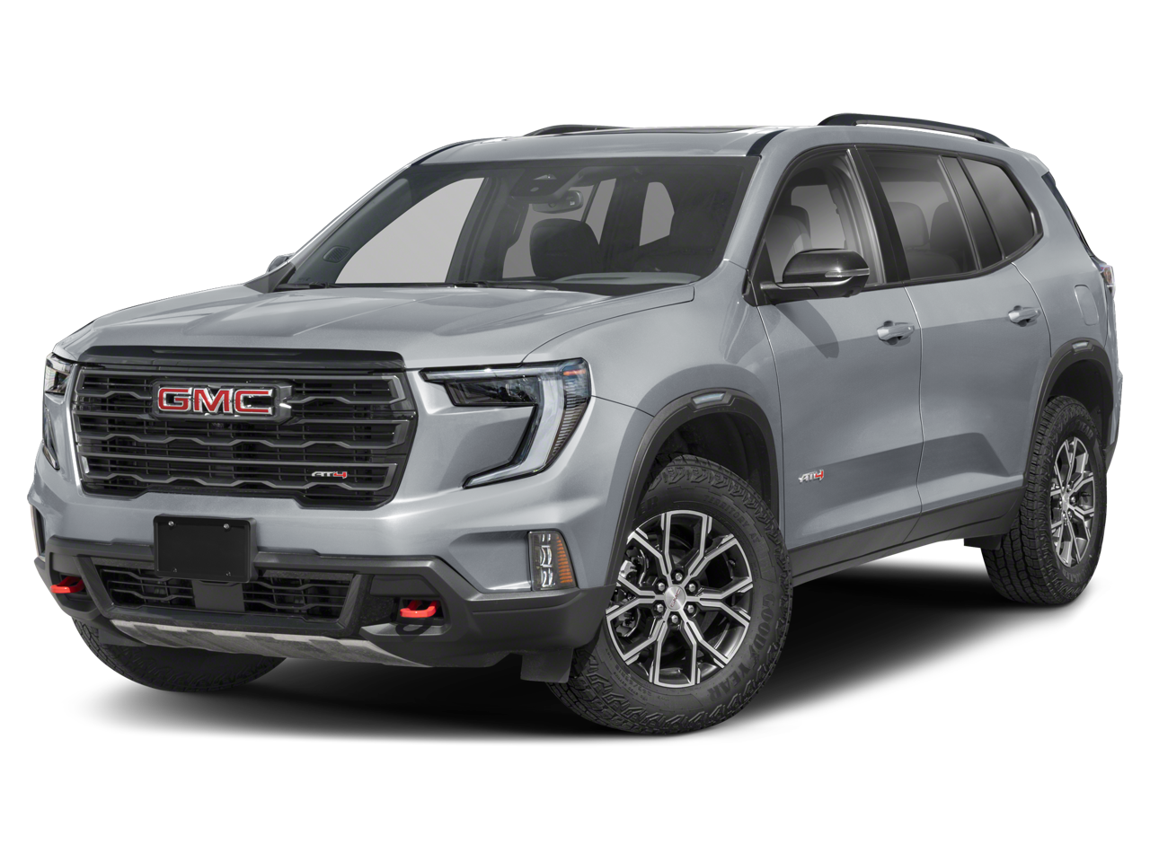 2024 GMC Acadia AT4 in Sterling Metallic — front three-quarter view